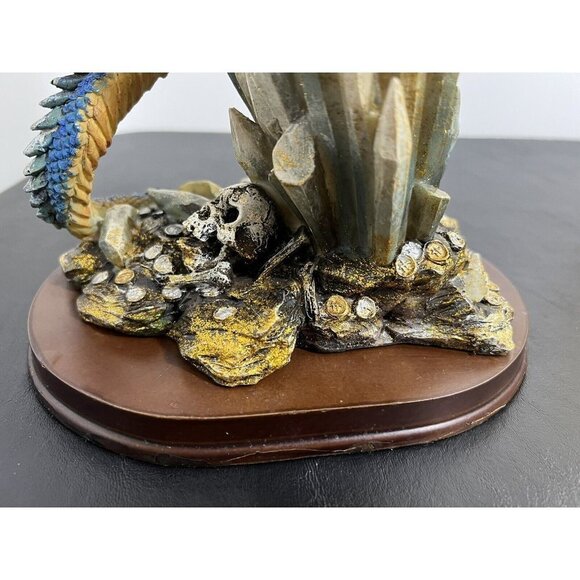 Magic Mystical Blue Dragon Climbing on Crystal Rock Collectible 14" Figurine - Picture 7 of 16